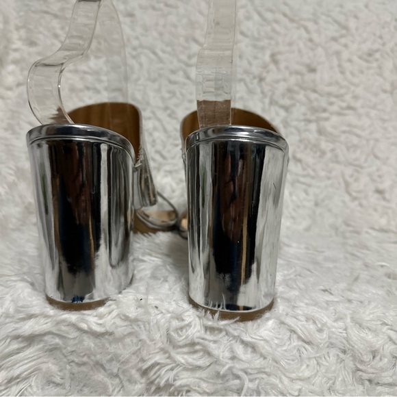 Dolce Vita Metallic Silver Sandals Sz 8.5M Strappy Heels Women’s Evening Mules - Picture 5 of 12